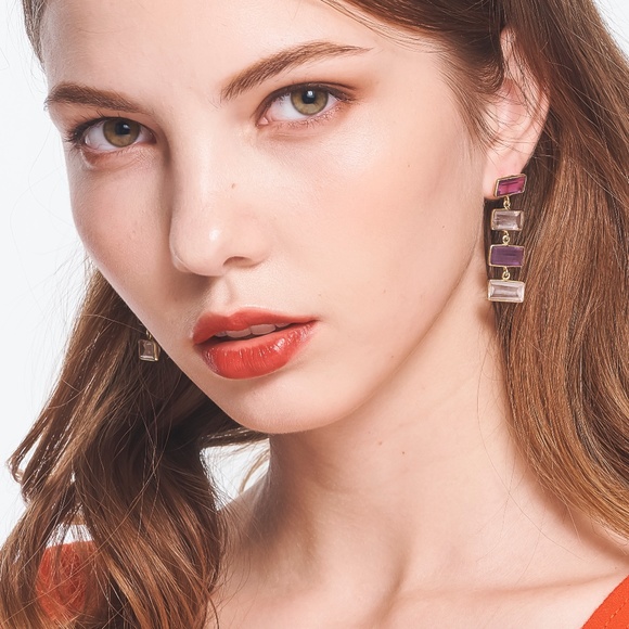 🌈Handcrafted 18K Gold Vermeil Gems Earrings - Picture 3 of 6